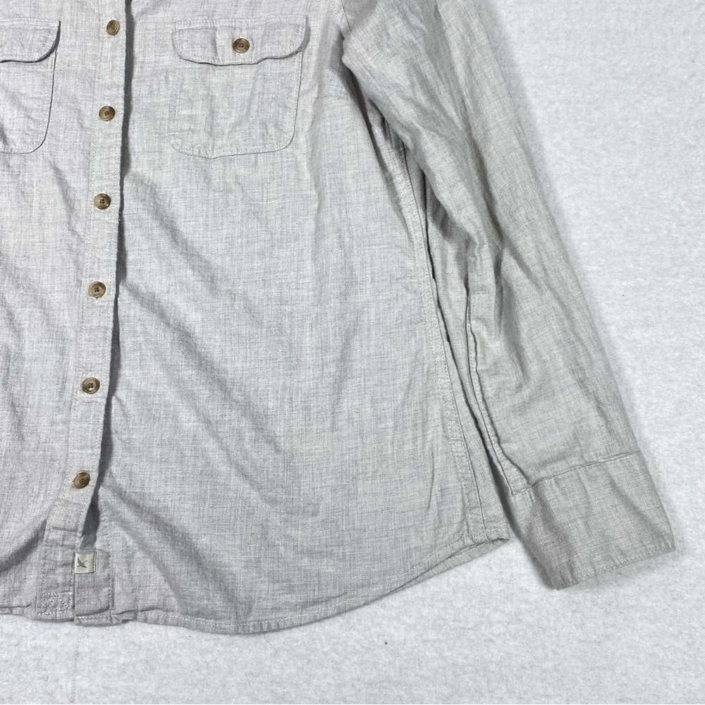 Eddie Bauer Button Down Shirt Womens PM Gray Collared Long Sleeve Pockets Casual - Picture 8 of 16